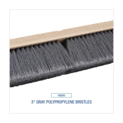 Hot 3 in. Gray Flagged Polypropylene Bristles 18 in. Brush Floor Brush Head Cleaning & Janitorial Supplies