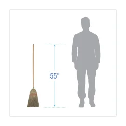 Best 55 in. Overall Length Parlor Broom with Corn Fiber Bristles - Natural Cleaning & Janitorial Supplies