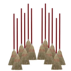 Clearance 36 in. Overall Length Corn/Synthetic Fiber Bristles Corn/Fiber Brooms - Gray/Natural (12/Carton) Cleaning & Janitorial Supplies