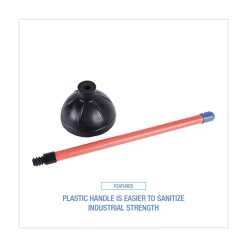 Sale 18 in. Plastic Handle Toilet Plunger for 5-5/8 in. Bowls - Red/Black Drain Cleaning