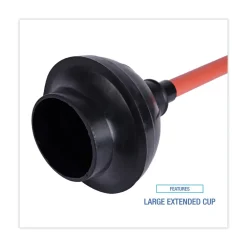 Sale 18 in. Plastic Handle Toilet Plunger for 5-5/8 in. Bowls - Red/Black Drain Cleaning