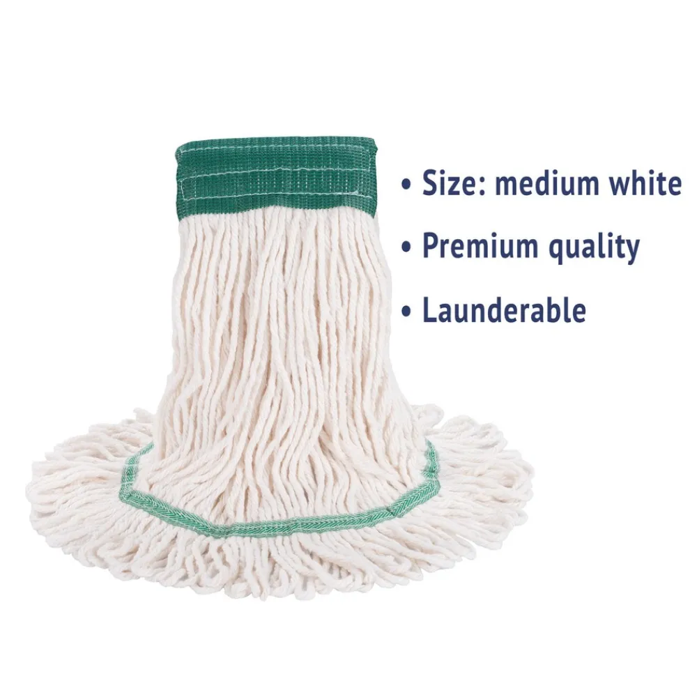 5 in. Super Loop Cotton/Synthetic Fiber Wet Mop Head - Medium, White Cleaning & Janitorial Supplies