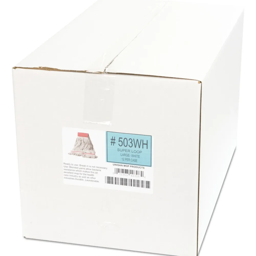 Online 5 in. Super Loop Cotton/Synthetic Fiber Wet Mop Head - Large, White (12/Carton) Cleaning & Janitorial Supplies