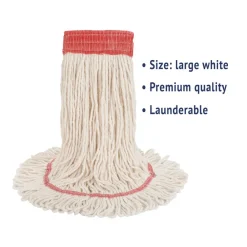 Online 5 in. Super Loop Cotton/Synthetic Fiber Wet Mop Head - Large, White (12/Carton) Cleaning & Janitorial Supplies
