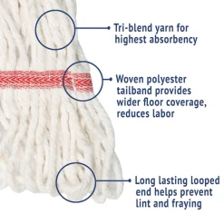 Online 5 in. Super Loop Cotton/Synthetic Fiber Wet Mop Head - Large, White (12/Carton) Cleaning & Janitorial Supplies