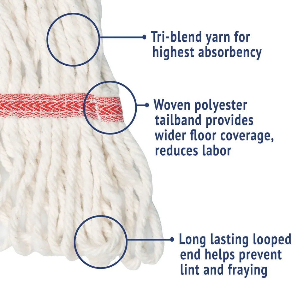 Online 5 in. Super Loop Cotton/Synthetic Fiber Wet Mop Head - Large, White (12/Carton) Cleaning & Janitorial Supplies
