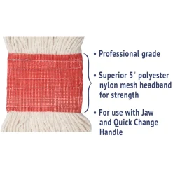 Online 5 in. Super Loop Cotton/Synthetic Fiber Wet Mop Head - Large, White (12/Carton) Cleaning & Janitorial Supplies