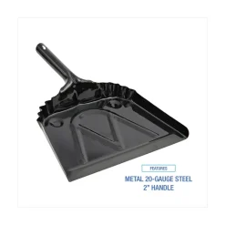 12 in. Wide Metal Dust Pan with 2 in. Handle - Black Cleaning & Janitorial Supplies