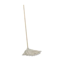 Hot 50 in. Wood Handle #24 Cotton Head Deck Mop - White (6/Carton) Cleaning & Janitorial Supplies