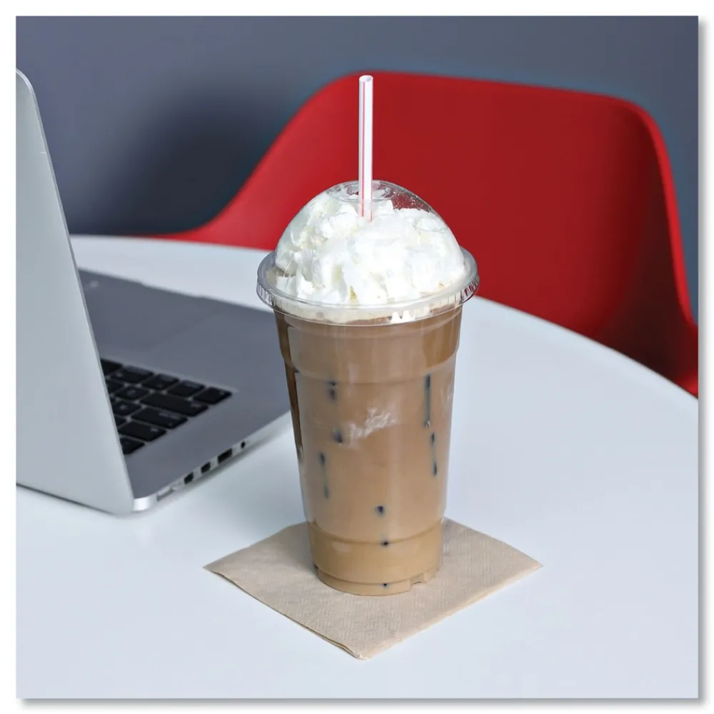 Clearance 7.75 in. Wrapped Jumbo Plastic Straws - White/Red Stripe (400/Pack, 25 Packs/Carton) Tabletop And Serveware