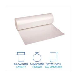 Online 38 in. x 58 in. 60 gal. 14 mic High-Density Can Liners - Natural (200/Carton) Trash & Waste Bins