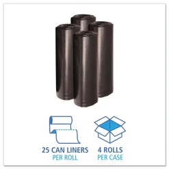 New 38 in. x 58 in. 60 gal. 1.2 mil Recycled Low-Density Polyethylene Can Liners - Black (100/Carton) Trash & Waste Bins