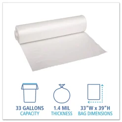 Best 33 in. x 39 in. 1.4 mil 33 gal. Recycled Low-Density Polyethylene Can Liners - Clear (100/Carton) Trash & Waste Bins