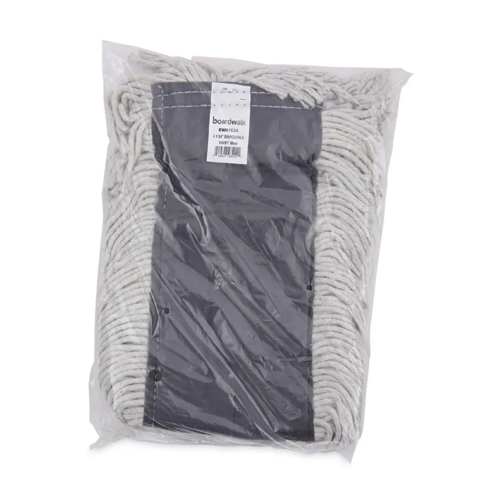 Sale 24 in. x 5 in. Disposable Cotton/Synthetic Cut End Dust Mop Head - White Cleaning & Janitorial Supplies