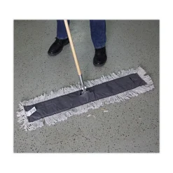 Outlet 36 in. x 5 in. Disposable Cotton/Synthetic Dust Mop Head with Sewn Center Fringe - White Cleaning & Janitorial Supplies