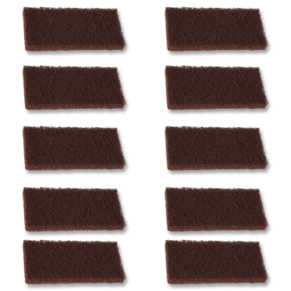 Online 4.62 in. x 10 in. Heavy-Duty Utility Pad - Brown (10/Carton) Cleaning & Janitorial Supplies