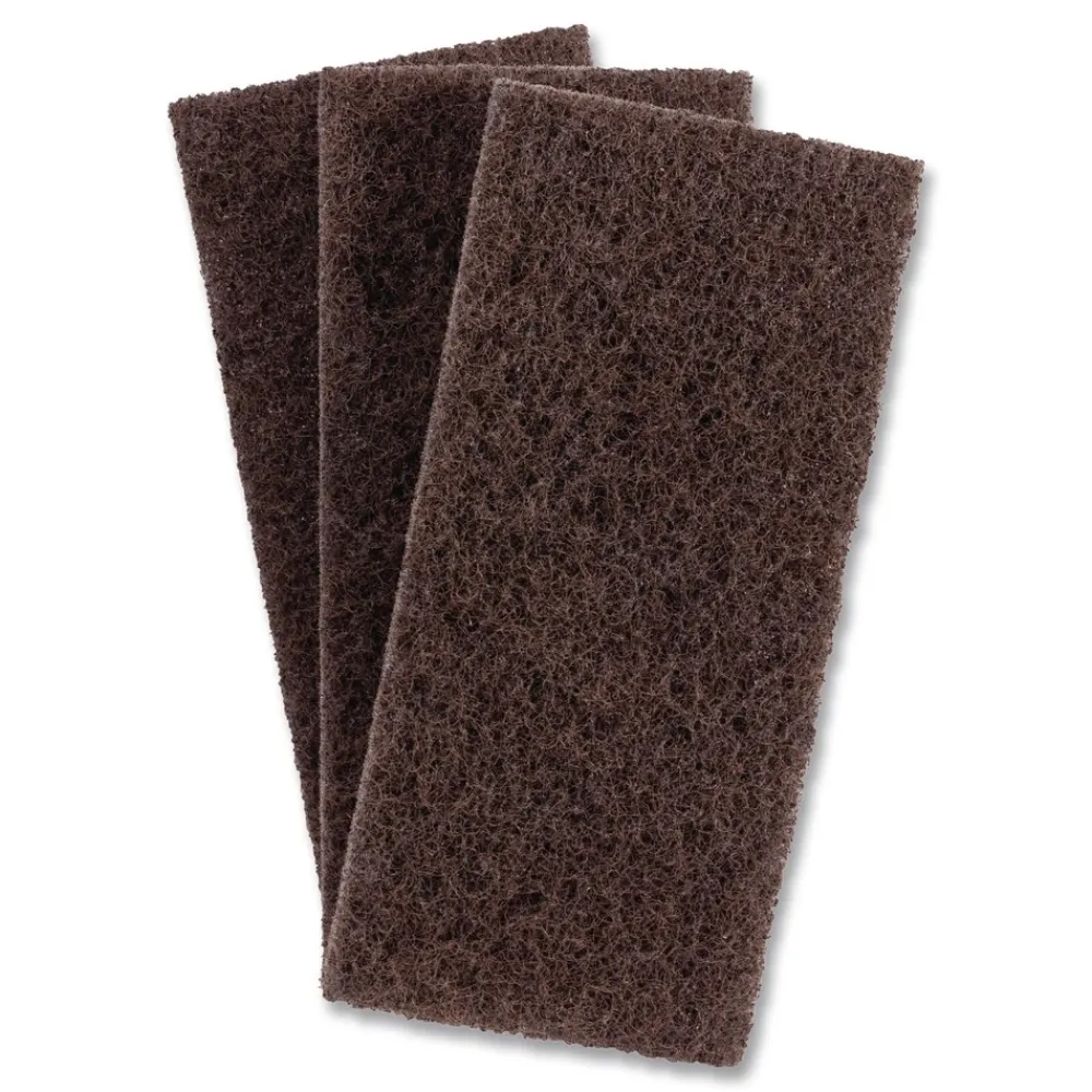 Online 4.62 in. x 10 in. Heavy-Duty Utility Pad - Brown (10/Carton) Cleaning & Janitorial Supplies