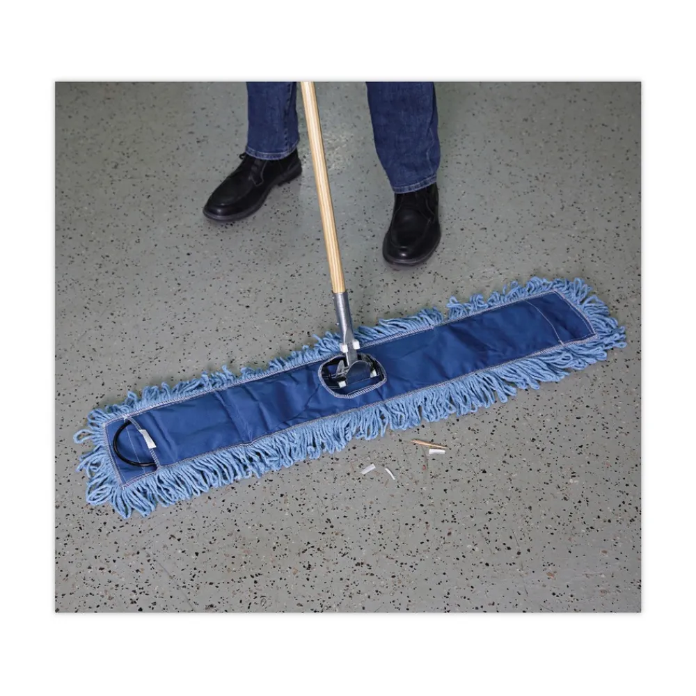 Best 36 in. x 5 in. Looped-End Cotton/ Synthetic Blend Dust Mop Head - Blue Cleaning & Janitorial Supplies