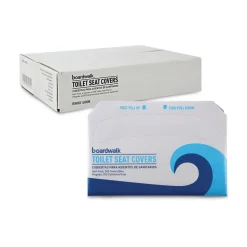 Sale 14.17 in. x 16.73 in. Premium Half-Fold Toilet Seat Covers - White (250/Sleeve, 4 Sleeves/Carton) Cleaning & Janitorial Supplies