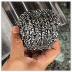 Sale 3.93 in. x 1.96 in. Stainless Steel Scrubber - Silver (72/Carton) Cleaning & Janitorial Supplies