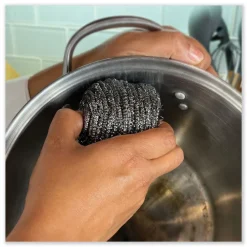 Sale 3.93 in. x 1.96 in. Stainless Steel Scrubber - Silver (72/Carton) Cleaning & Janitorial Supplies