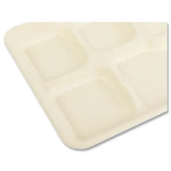 Online 8.26 in. x 0.98 in. x 10.9 in. 5-Compartment Bamboo/Sugarcane Bagasse PFAS-Free Food Tray - Tan (500/Carton) Tabletop And Serveware