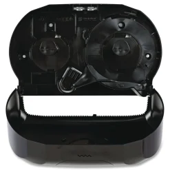 13 in. x 6.75 in. x 8.75 in. Standard Twin Toilet Tissue Dispenser - Black Paper & Dispensers