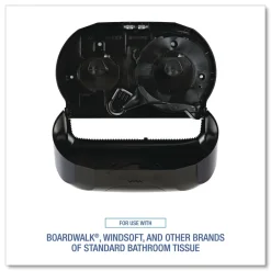 13 in. x 6.75 in. x 8.75 in. Standard Twin Toilet Tissue Dispenser - Black Paper & Dispensers