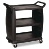Outlet 18 in. x 36.25 in. x 38 in. 300 lb Capacity Plastic Bussing Cart with 3 Shelves - Black Utility Carts