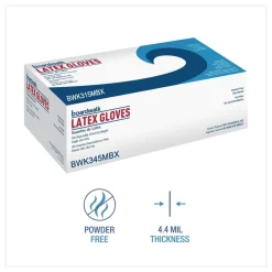 4.4 mil 12 in. Long Powder-Free General-Purpose Latex Gloves - Medium, Natural (100/Box) Cleaning & Janitorial Supplies