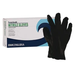 4.4 mil Disposable General-Purpose Powder-Free Nitrile Gloves - Large, Black (100/Box) Work Gloves