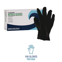 4.4 mil Disposable General-Purpose Powder-Free Nitrile Gloves - Large, Black (100/Box) Work Gloves