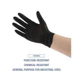 4.4 mil Disposable General-Purpose Powder-Free Nitrile Gloves - Large, Black (100/Box) Work Gloves