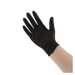 4.4 mil Disposable General-Purpose Powder-Free Nitrile Gloves - Large, Black (100/Box) Work Gloves