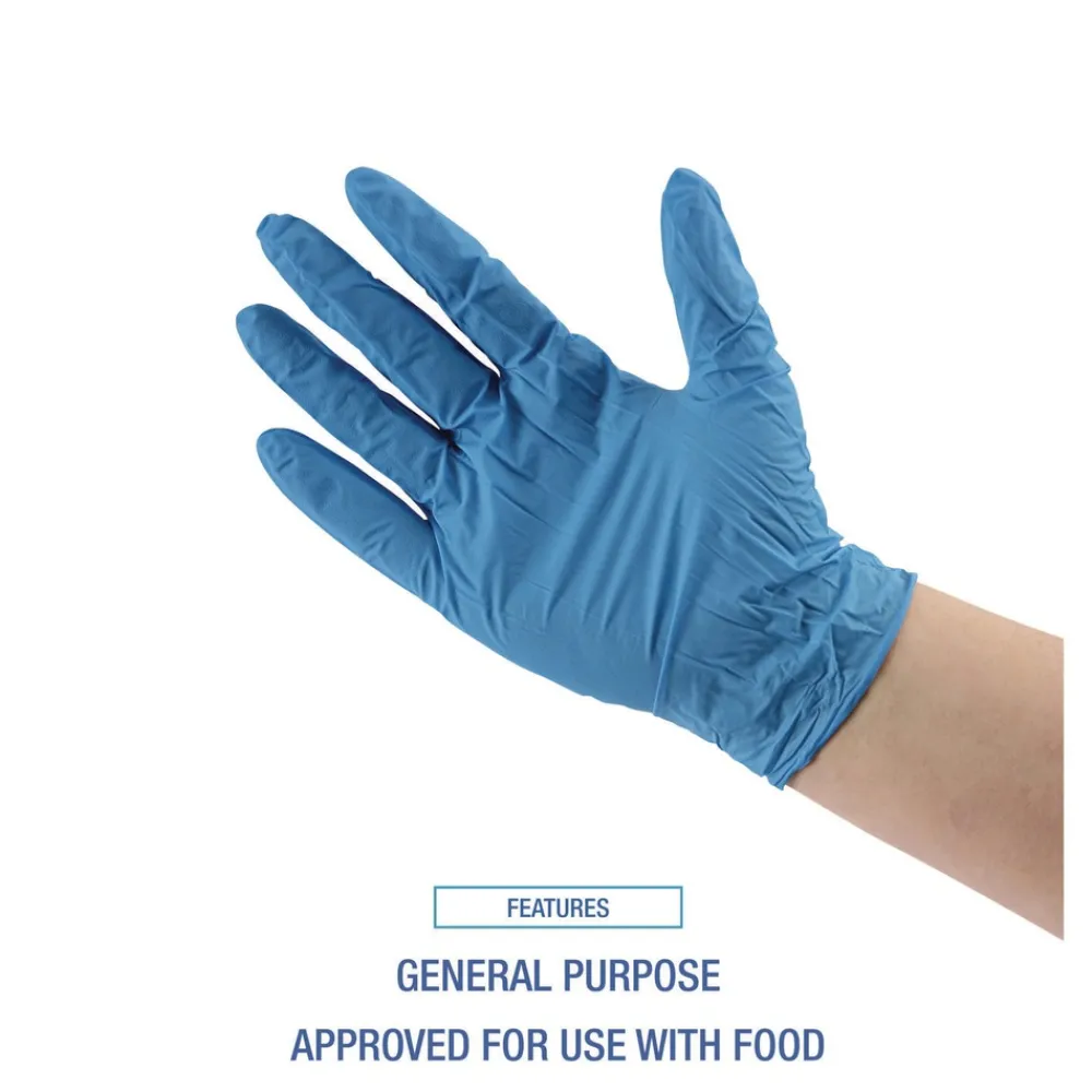 5 mil. Disposable Powder-Free Nitrile Gloves - Medium, Blue (100/Box) Cleaning & Janitorial Supplies