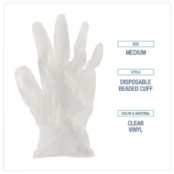 New 3.6 mil Thick 9.5 in. Long Powder-Free Exam Vinyl Gloves - Medium, Clear (100/Box, 10 Boxes/Carton) Cleaning & Janitorial Supplies