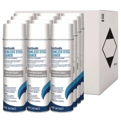 Best 18 oz. Aerosol Spray Water-in-Oil Based Stainless Steel Cleaner and Polish - Lemon Scent (12/Carton) Cleaning & Janitorial Supplies