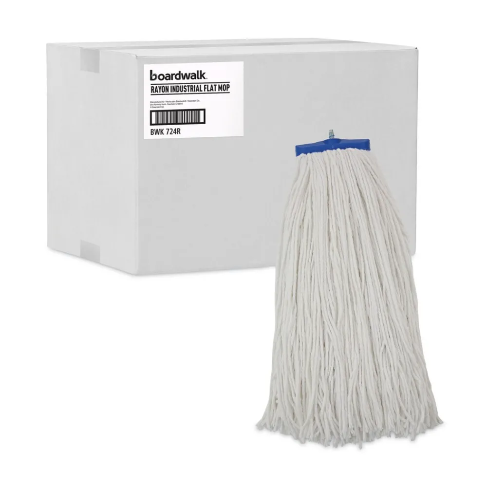 Clearance 24 oz. Cut-End Lie-Flat Rayon Wet Mop Head - White (12/Carton) Cleaning & Janitorial Supplies