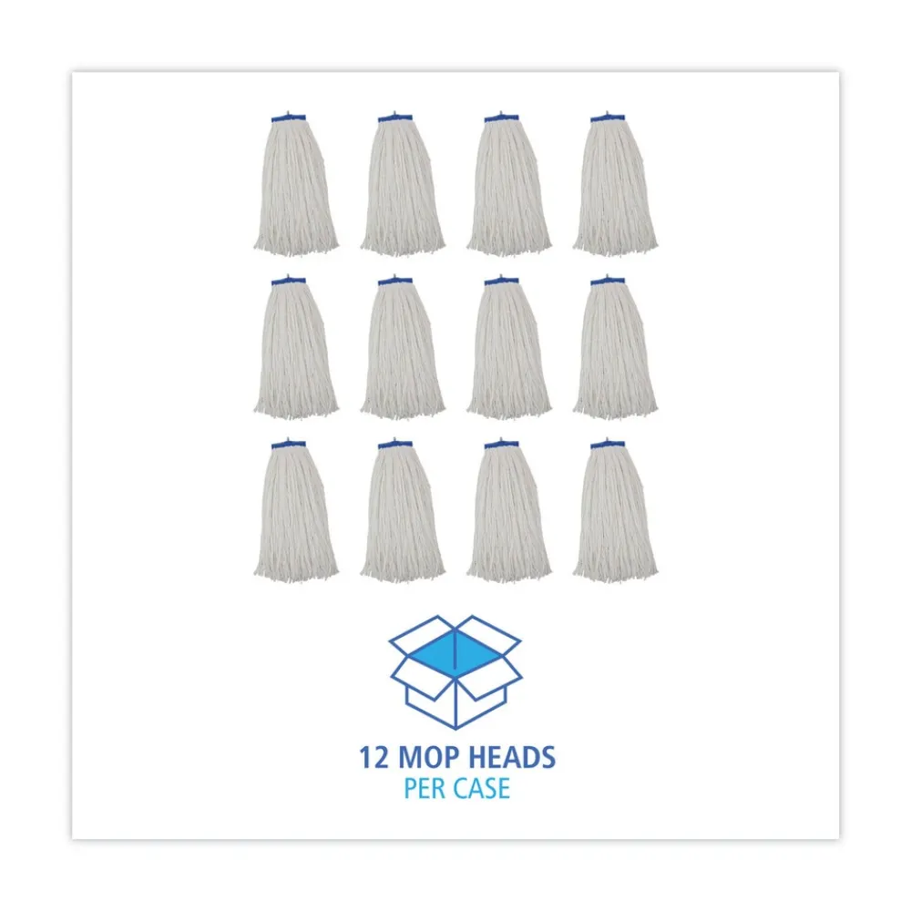 Clearance 24 oz. Cut-End Lie-Flat Rayon Wet Mop Head - White (12/Carton) Cleaning & Janitorial Supplies