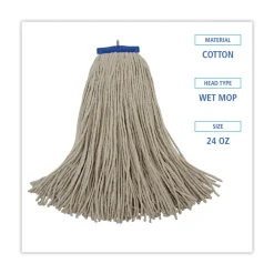 Best 24 oz. Cut-End Lie-Flat Cotton Wet Mop Head - White Cleaning & Janitorial Supplies