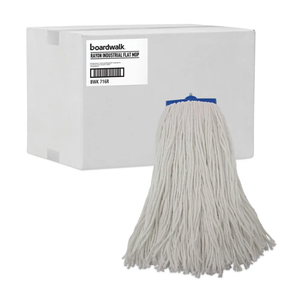 16 oz. Cut-End Lie-Flat Rayon Wet Mop Head - White (12/Carton) Cleaning & Janitorial Supplies