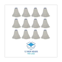 16 oz. Cut-End Lie-Flat Rayon Wet Mop Head - White (12/Carton) Cleaning & Janitorial Supplies