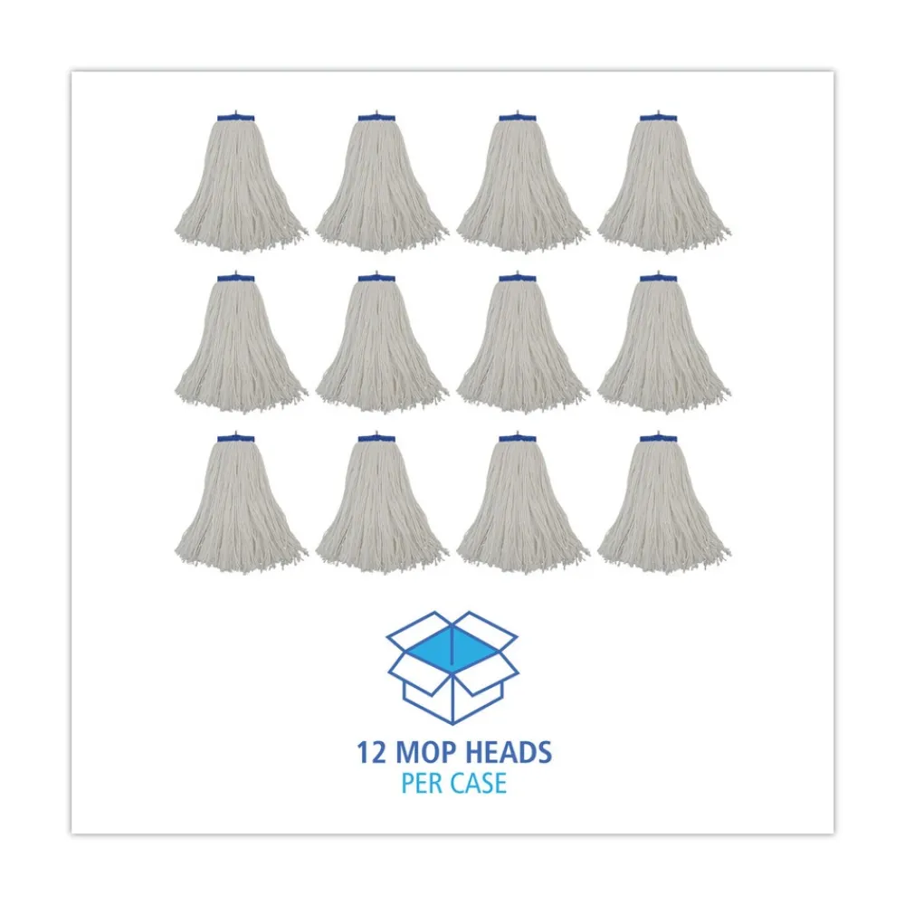 16 oz. Cut-End Lie-Flat Rayon Wet Mop Head - White (12/Carton) Cleaning & Janitorial Supplies