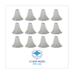 Clearance 20 oz. Economical Lie-Flat Rayon Fiber Mop Head - White (12/Carton) Cleaning & Janitorial Supplies