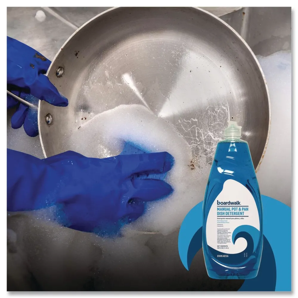 Clearance 38 oz Manual Pot and Pan Dish Detergent - Fresh Breeze Scent (8/Carton) Cleaning & Janitorial Supplies
