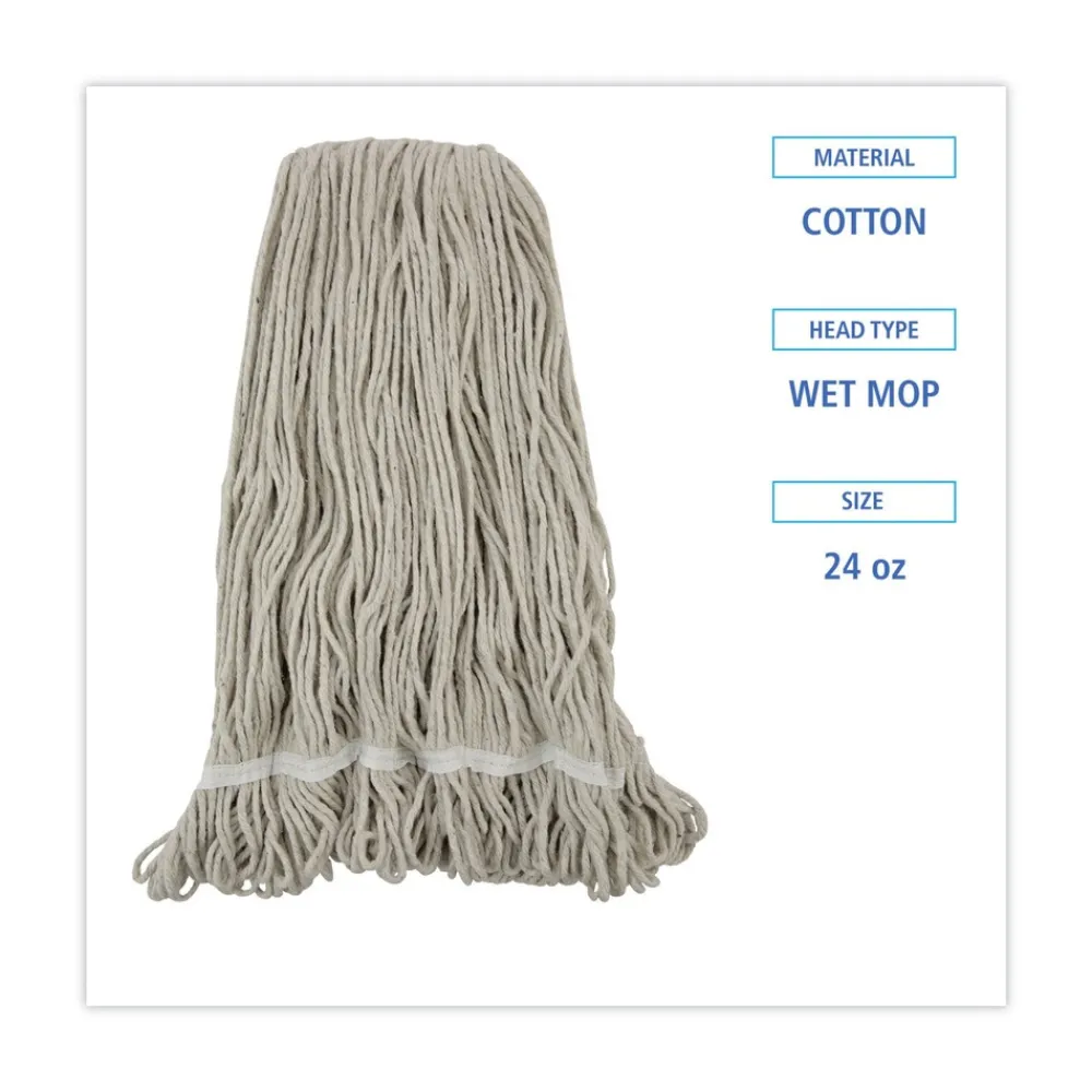 Best 24 oz. Pro Loop Web/Tailband Cotton Wet Mop Head - White (12/Carton) Cleaning & Janitorial Supplies