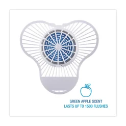 Outlet 3.25 oz. Urinal Screen with Non-Para Deodorizer Block - Green Apple Scent, Blue/White (12/Box) Odor Control