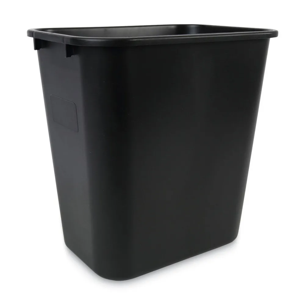 Online 28 qt. Plastic Soft-Sided Wastebasket - Black Trash & Waste Bins