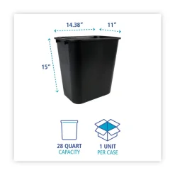 Online 28 qt. Plastic Soft-Sided Wastebasket - Black Trash & Waste Bins