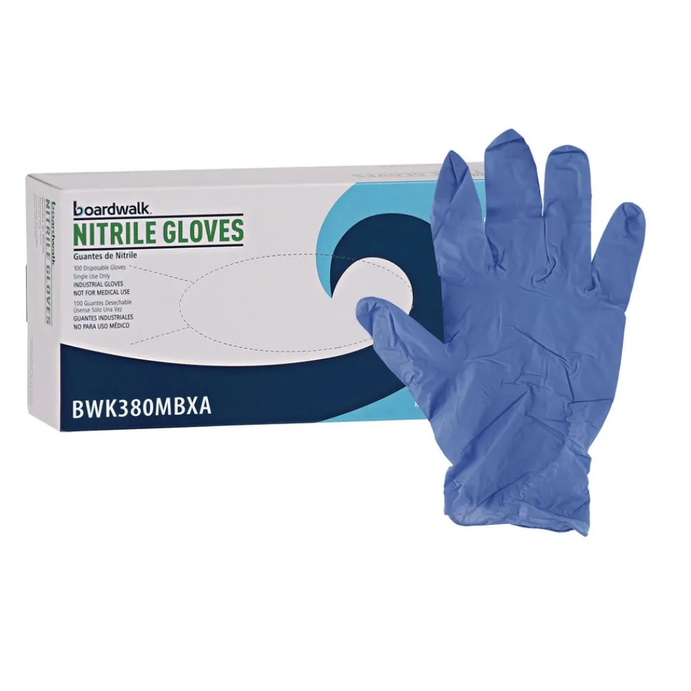 Best 380 Series 4 mil Thick 9.5 in. Long Powder-Free Disposable General-Purpose Nitrile Gloves - Medium, Blue (100/Box, 10 Boxes/Carton) Cleaning & Janitorial Supplies